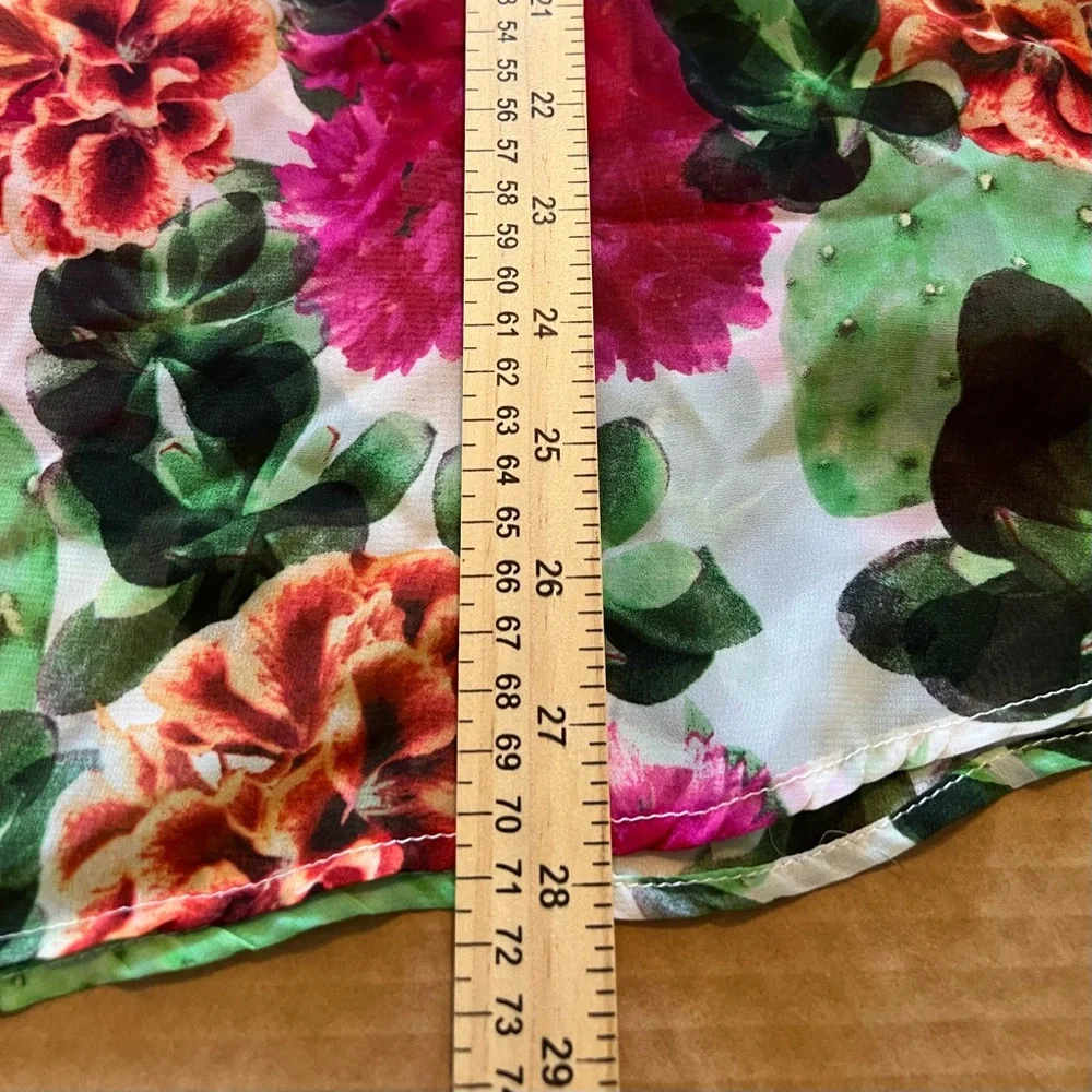 SHOW ME YOUR MUMU SHEER TOP OVERSIZED XS SWIM COVERUP CACTUS FLORAL PRINT GREEN